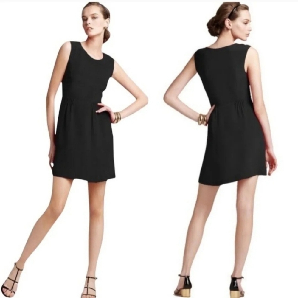 100% Silk Theory Shyann Shift Dress Black Sz.8